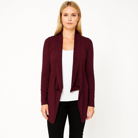 White House Black Market Sweaters - 2/$30 White House Black Market Open Draped Cardigan Burgundy Small #A0704